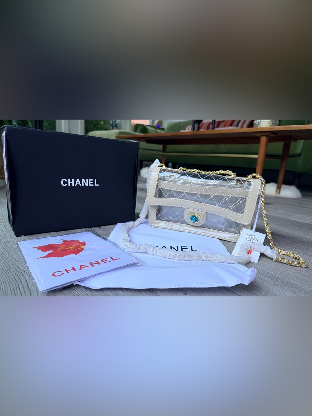 FULL SET Brand NEW Chanel Transparent Bag w
Beige Patent Leather & Gold Hardware - Picture 2 of 15